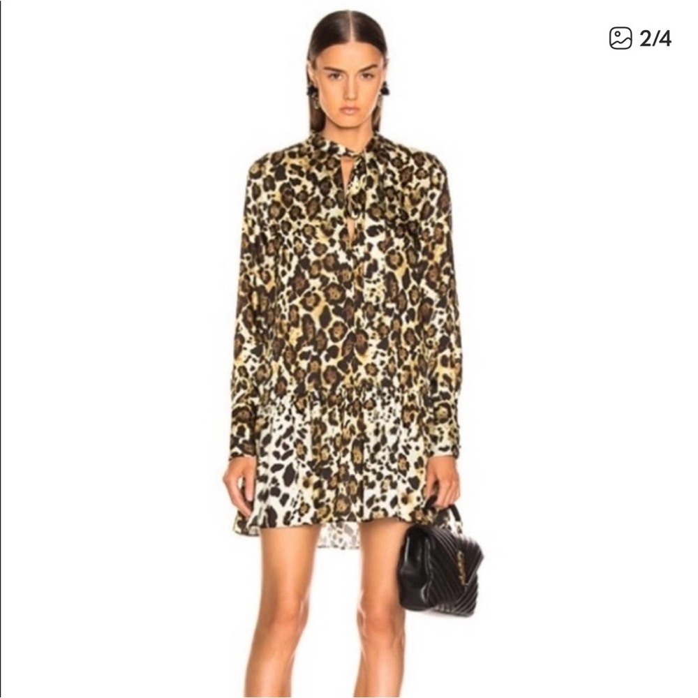 ALEXIS Lydia Leopard Print Mini Dress 🐆✨ | Size Medium | Tie Neck | Drop Waist